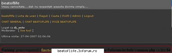 probleme forum=)) - mi-a aparut o eroare nashpa - Beat of Life
